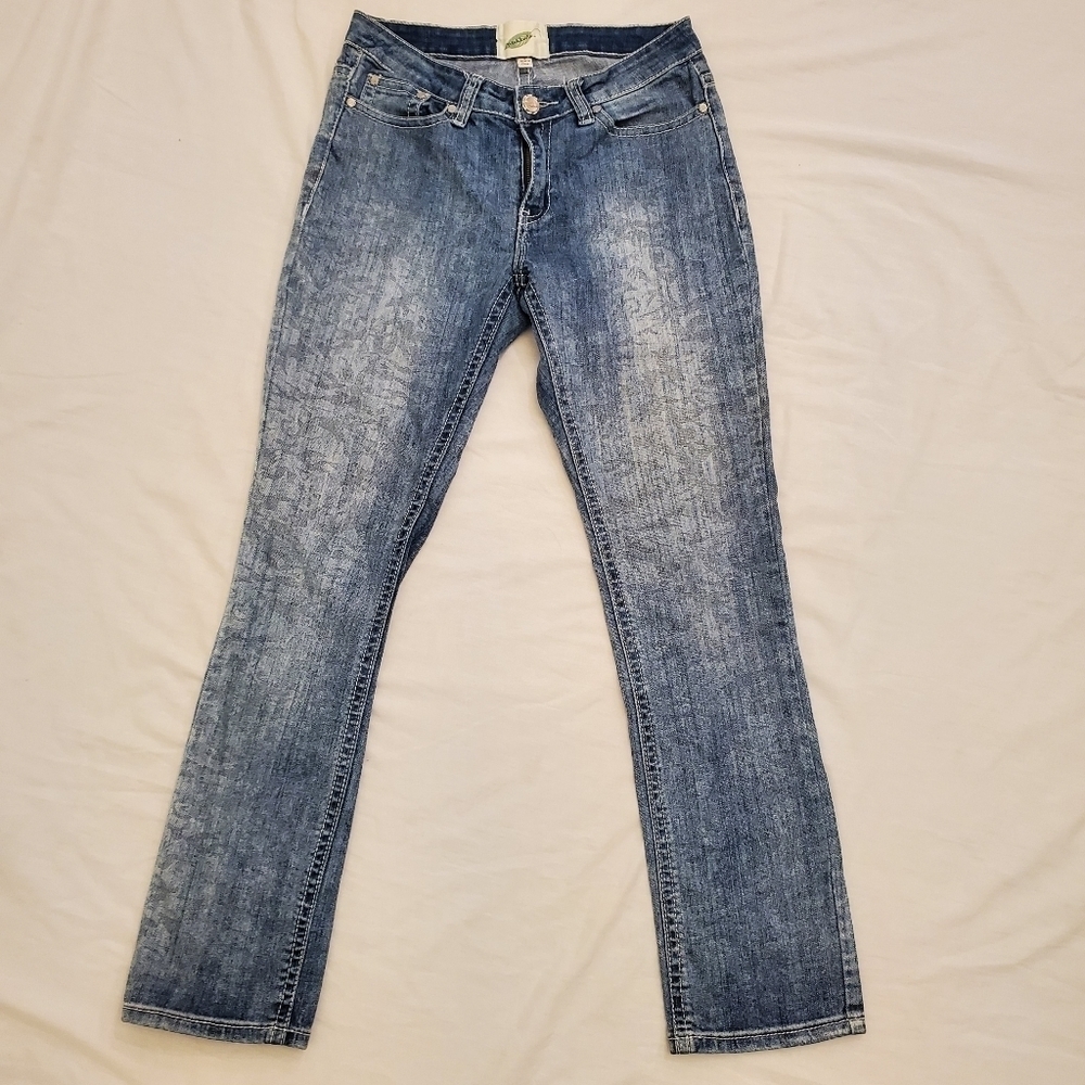 Nurture Patterned Straight Leg Jeans Size 8